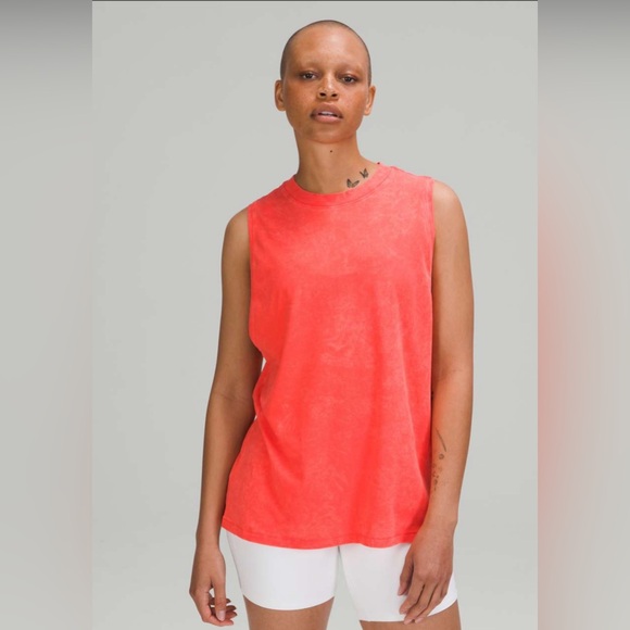 Lululemon All Yours Tank Top in Cloudy Wash Flare Coral Size 18 EUC - Picture 5 of 6
